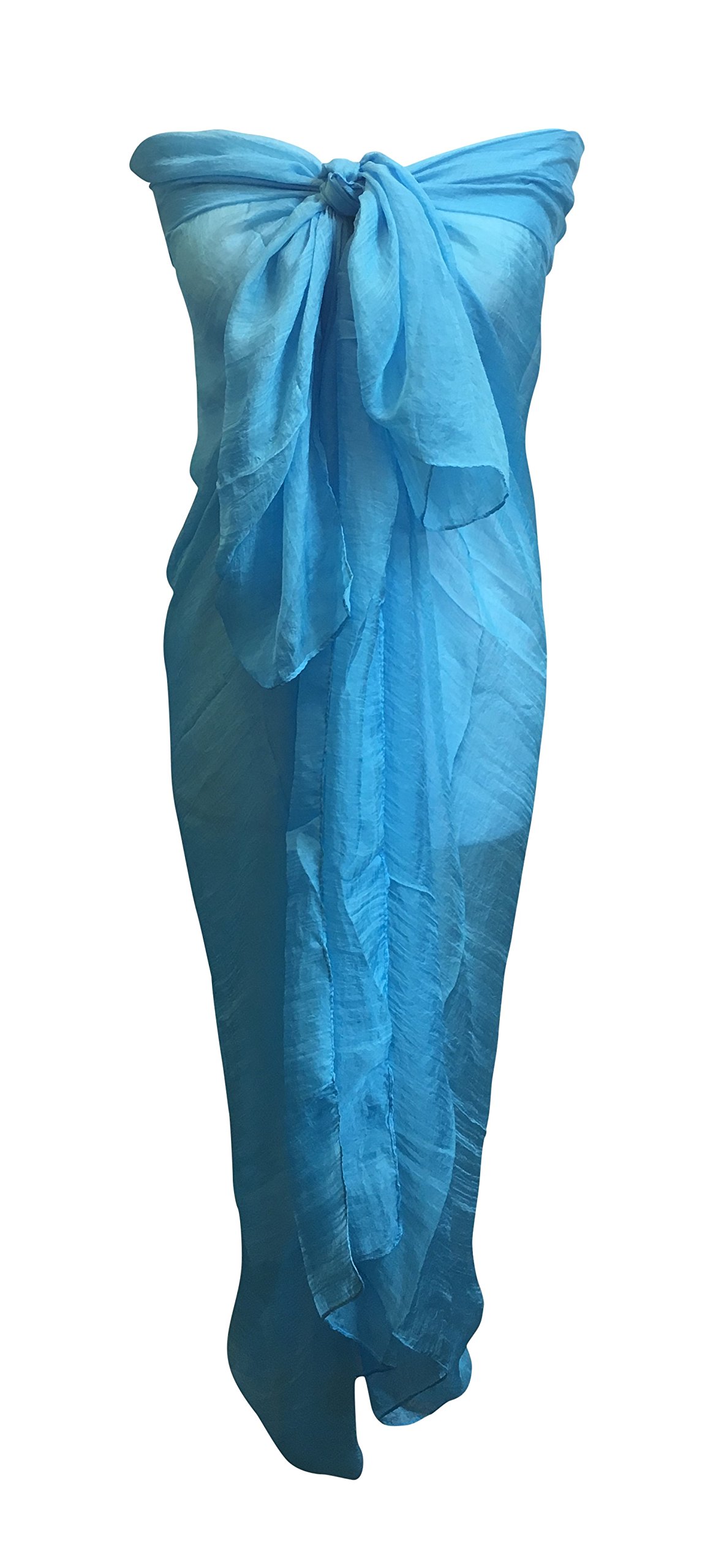 Central Chic Women's Large - Extra Large Plain Silky Soft Sarongs Scarves Wraps Shawls Stoles (Blue)
