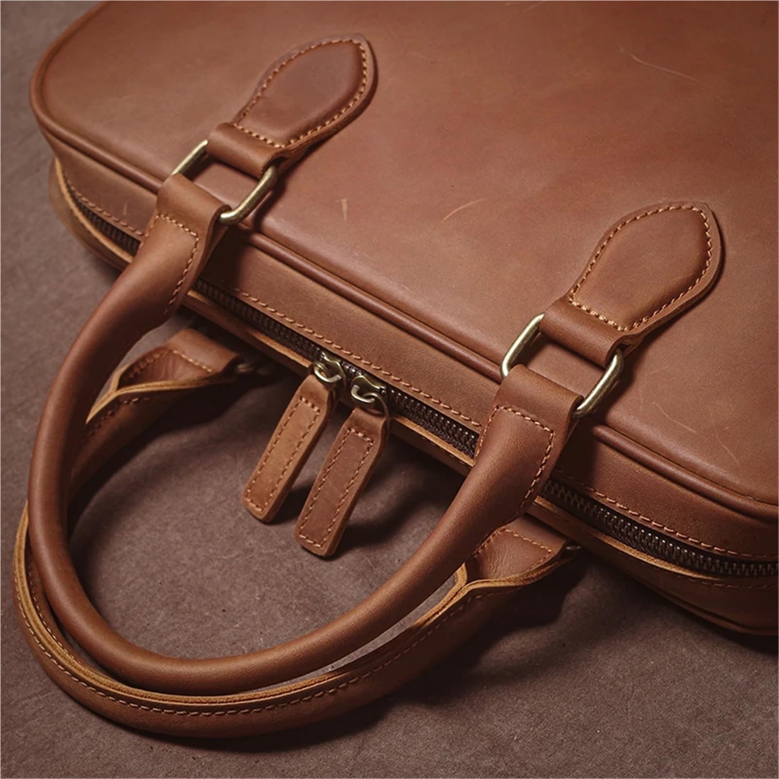 Bolso Mensajero De Cuero Maletín de piel vaca for hombre, bolso mano cuero genuino lujo, hombro ligero y sencillo, bandolera for portátil En Viaje De Negocios