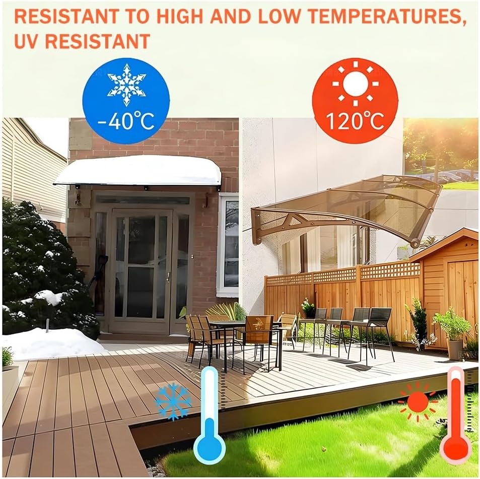 Aluminum Door Canopy Awning, UV Protection Rain & Snow Shield, 60x180cm, Durable Polycarbonate Cover, Entryway Window Shelter, Weather-Resistant Outdoor Awning