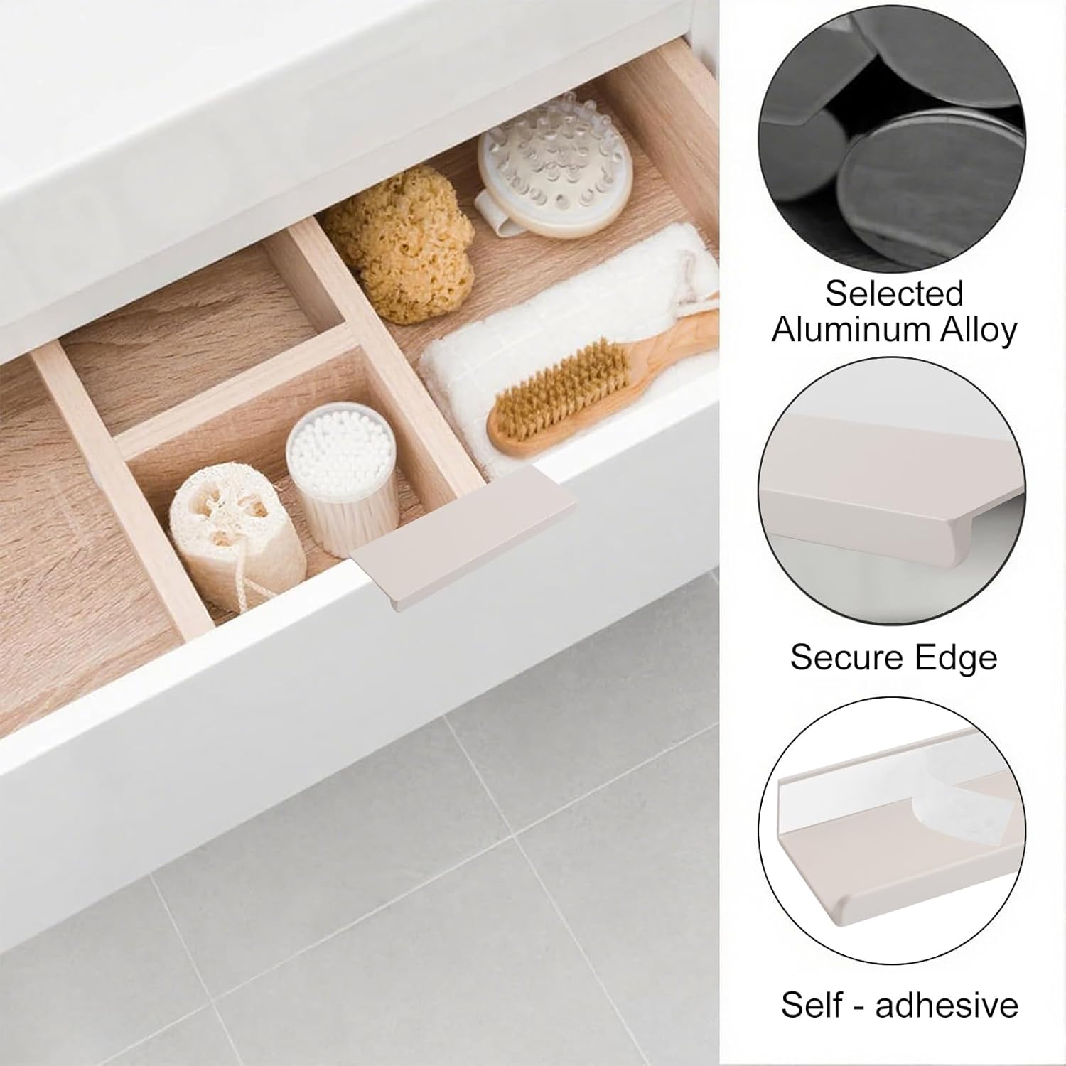 MOROBOR 24 Pcs Finger Edge Pull, Self-Stick Instant Cabinet Drawer Pulls Invisible Drawer Pulls Modern Style Drawer Handle for Cabinet Hardware Drawer Wardrobe, 150mm/Cashmere Gray