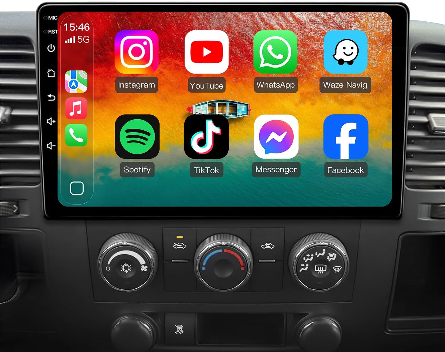 8+128GB Upgrade QLED Car Radio for Chevy Silverado 2007-2013: Android 13 FHD Touchscreen Wireless CarPlay & Android Auto 4G LTE GPS Navigation 5G WiFi Bluetooth FM/AM Stereo 48EQ/DSP Backup Camera