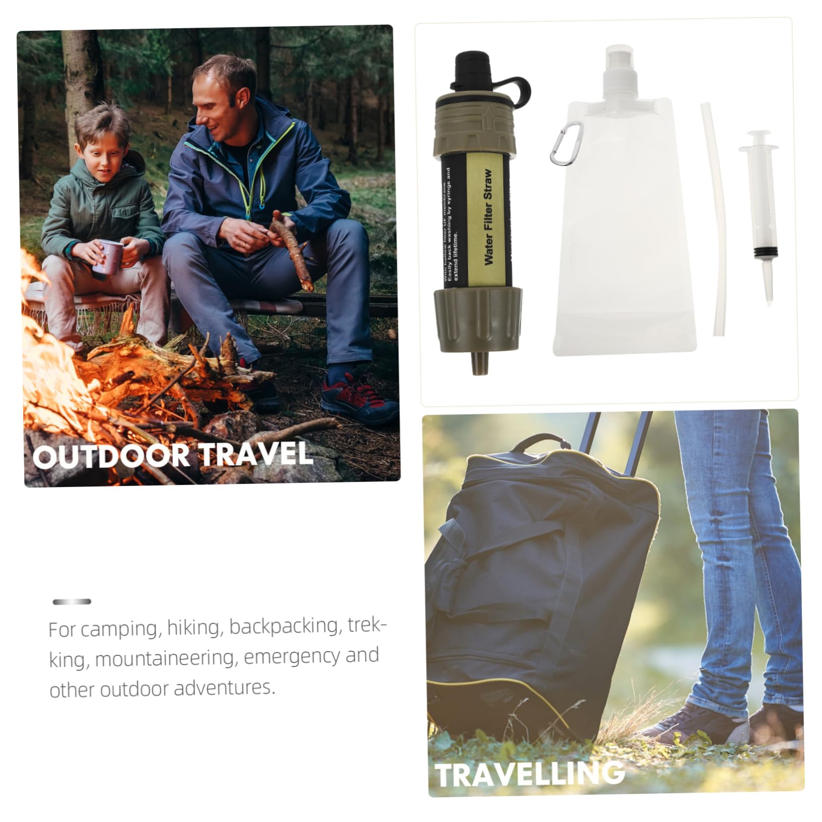 KOMBIUDA Tragbarer Kleiner Wasserfilter aus Abs Leicht und Zuverlässig für Camping Wandern und Notfälle zur Sicheren Trinkwasseraufbereitung im Freien