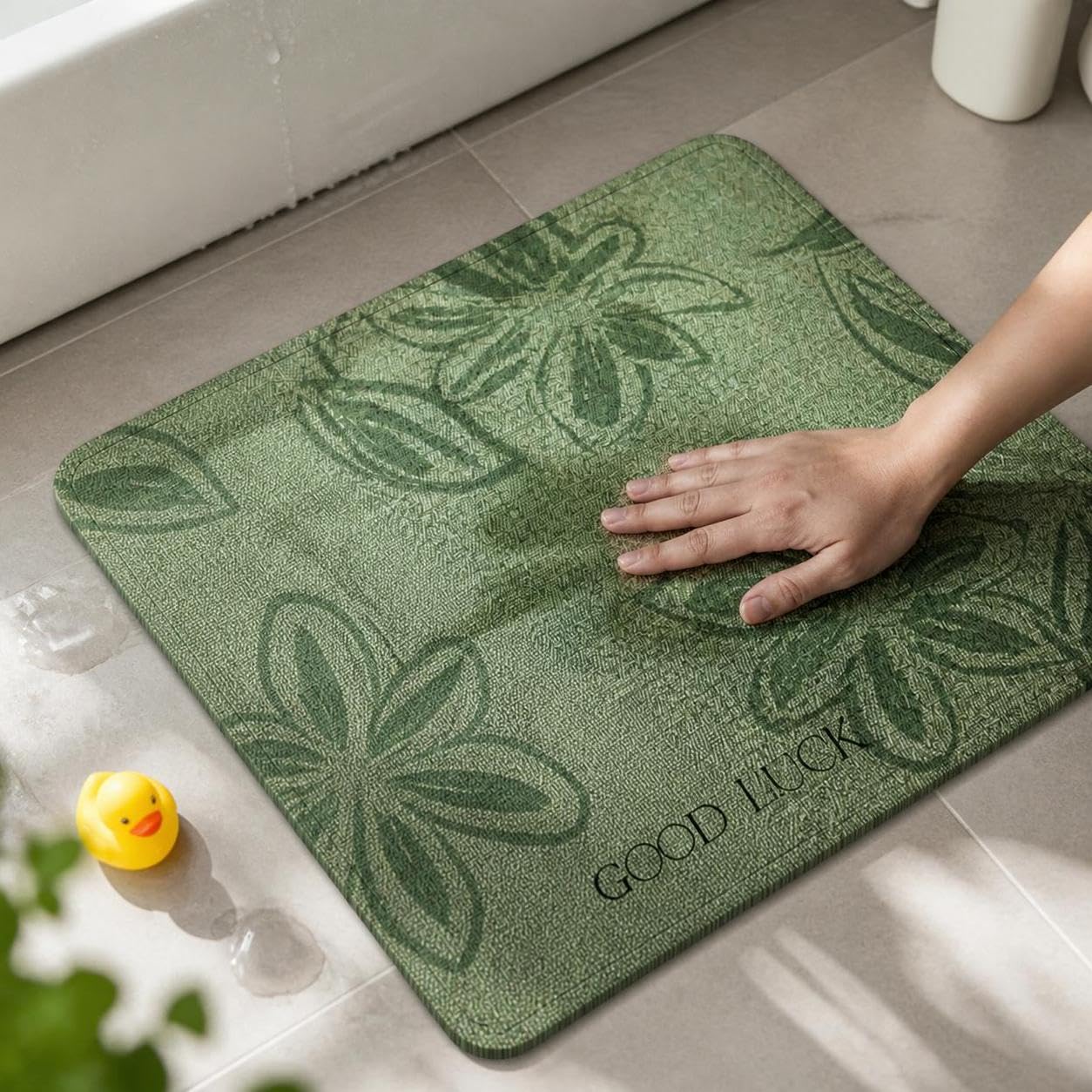 Tappeto Bagno Asciugatura Antiscivolo, 穆清, 60x90cm | Tessuto, design floreale, tessitura stereo, lavabile a mano, assorbimento acustico, per il bagno, per pavimento