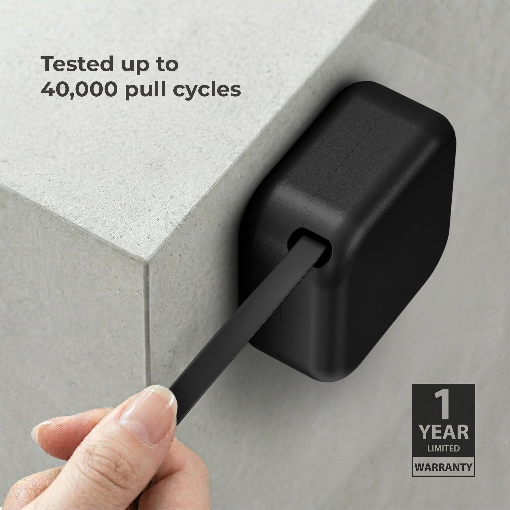 Willox Einziehbares USB-C-Kabel, 240 W, Schwarz | Befestigung an Tischen/Wänden, 240 W PD-Schnellladung, bis zu 2 m End-to-End, doppelter unabhängiger Rückzug, USB-C auf USB-C