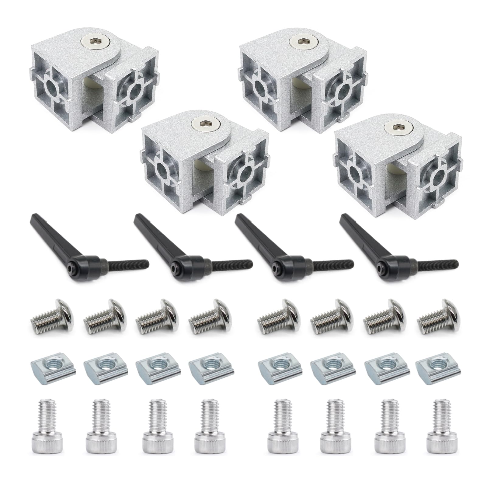 BLCCLOY 4 Sets 25 Series 10 Series Aluminum Extrusion Pivot Hinge Swivel Degree Angle Bracket with Hardware Accessories Handle for 1010 1020 2525 T Slot Extruded Aluminum Profile