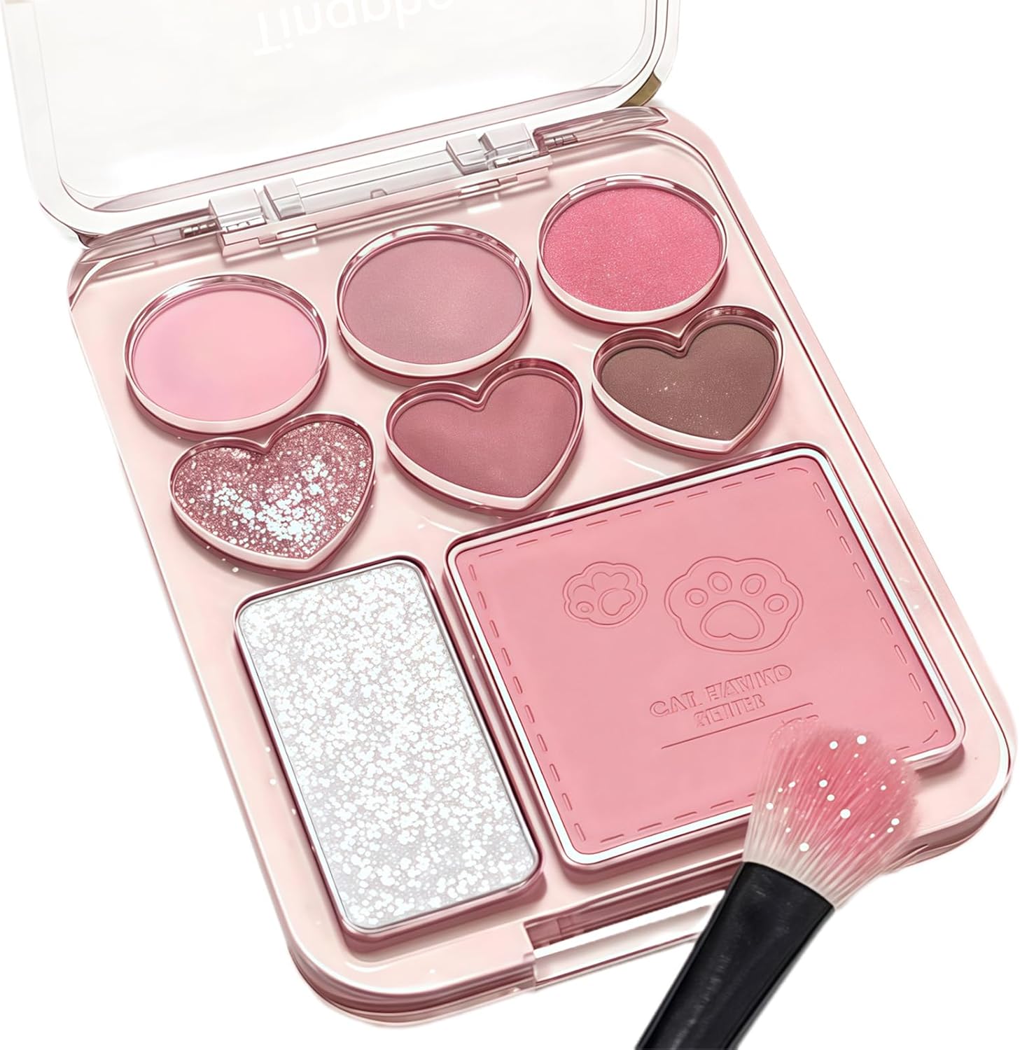 Pink Eyeshadow Palette, Glitter Eye shadow Pallets for Women, 8 Colour Matte & Shimmer Highlighter Eye Make-Up Face Glitter, Long-Lasting Bright Highly Pigmented Sparkly Blendable Make-Up Palettes