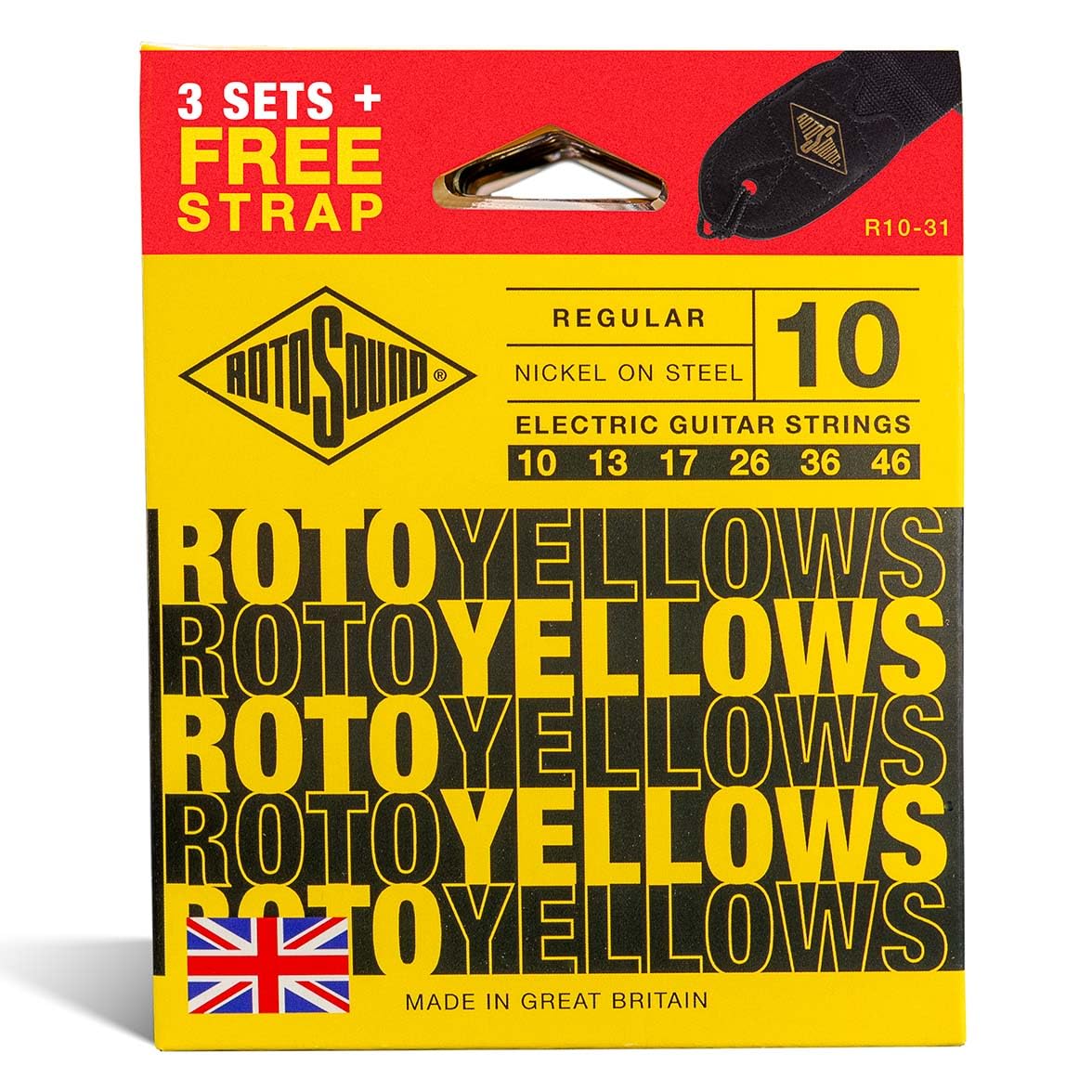 Rotosound R10Vp Value Pack R10 (3 Sets R10 + Free Strap)