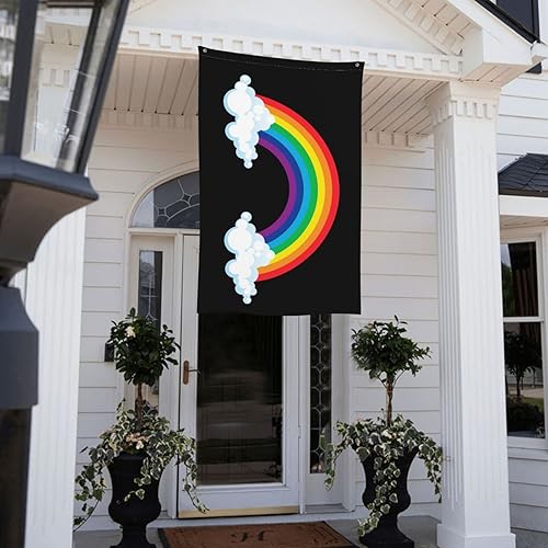 Miniatura 5 de Bandera de nube arcoíris de 3 x 5 pies, banderas grandes con ojales para exteriores, patio, jardín, puerta, balcón