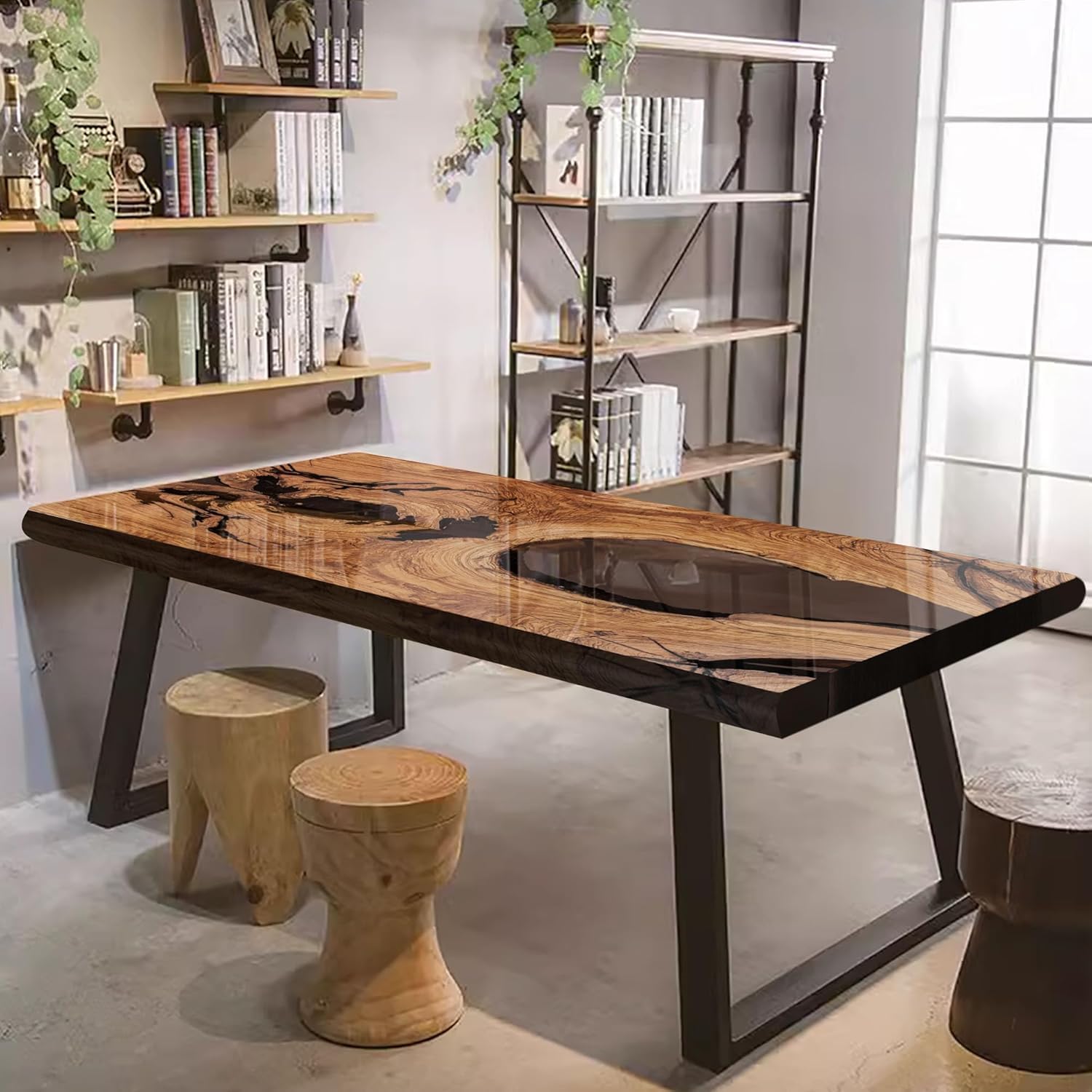 Amazon.com: FOEVAFLO Olive Custom Executive Desk, Solid Wood Epoxy