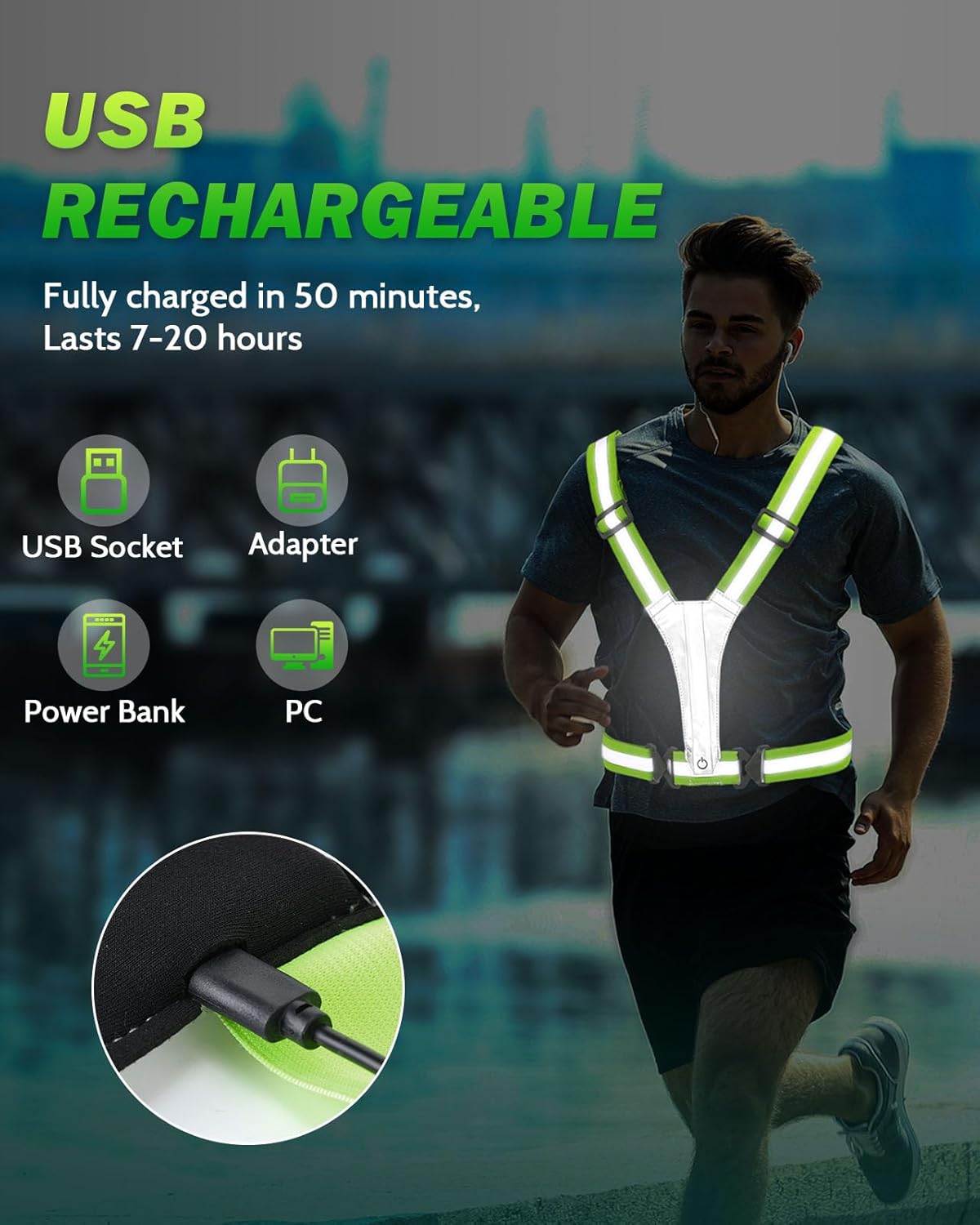 LED Reflective Running Vest, Colors Light Up UK Ubuy