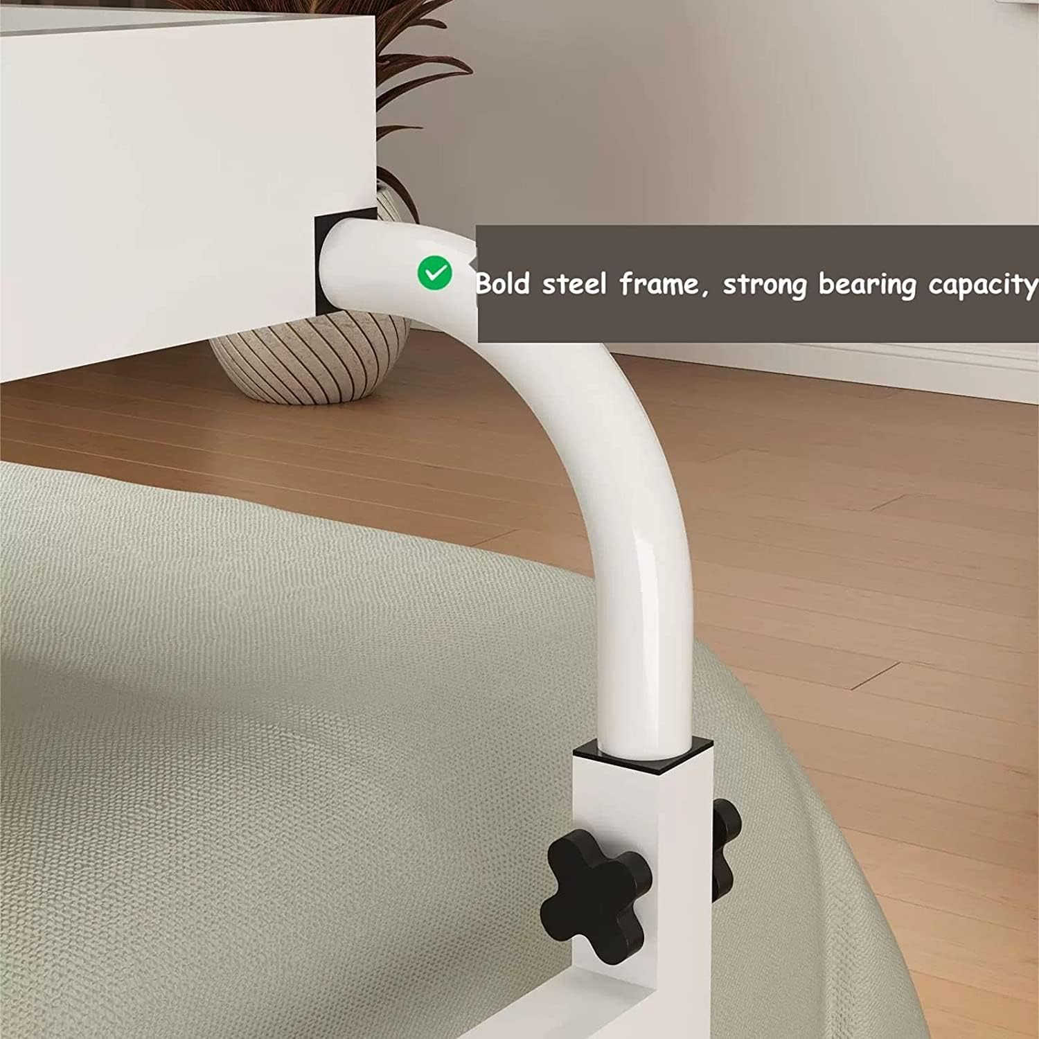 Mesas de Cama con Ruedas para Hospital, Mesa de Cama para Comida, Silla de Ruedas, Bandeja para portátil, Escritorio con Ruedas Ajustable, Gran Altura (Color: Negro+)