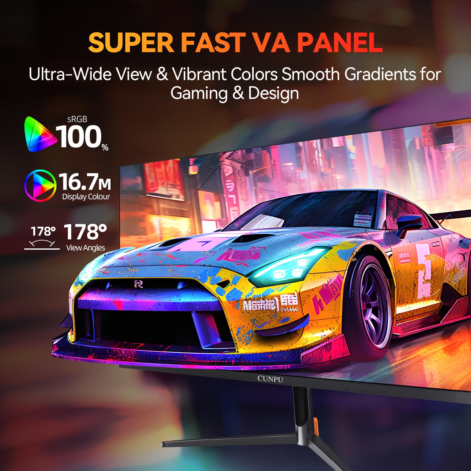 CUNPU Monitor de juego de 24,5 pulgadas hasta 240 Hz, 1080p FHD, panel VA, sincronización adaptativa 1 ms, colores 8 bits 16,7 M, sRGB 100%, HDMI 2.1 y DP 1.4, VESA, cuidado de los ojos, para PS5