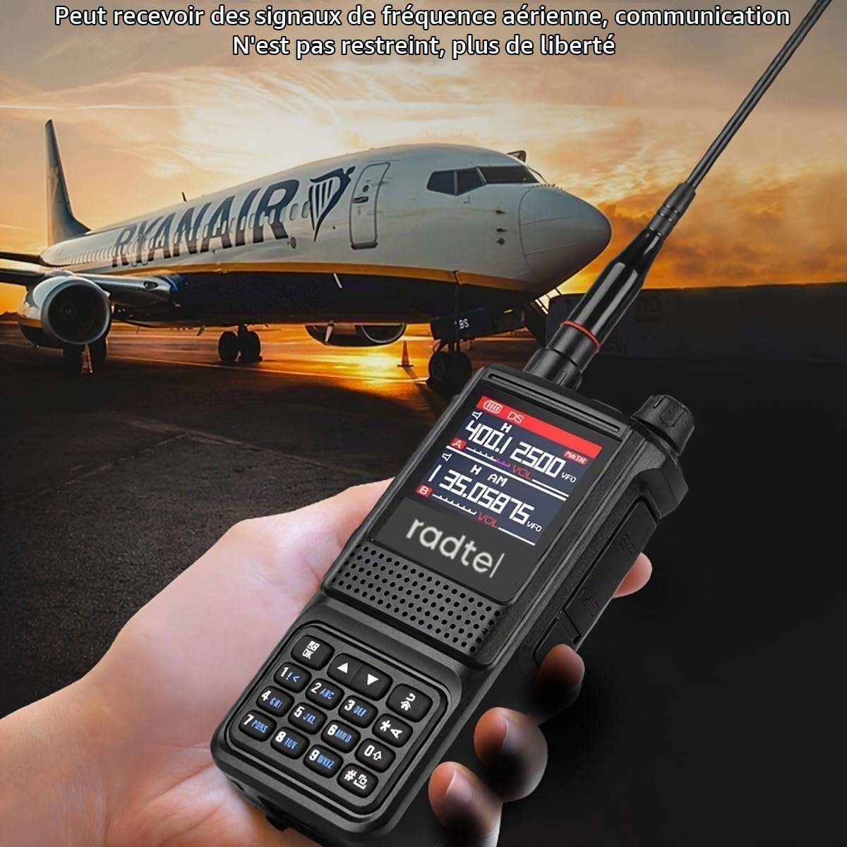 Radtel RT-470L 5W 6 Band Two-Way Amateur Radio 256CH Air Band Walkie Talkie NOAA LCD Colour Police Aviation Scanner