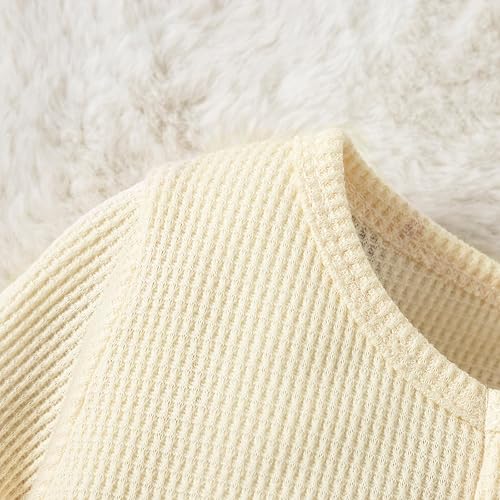 Miniatura 5 de YINGISFITM Traje para recién nacido, para niña y niño, con cremallera y volantes, overol de punto gofre, mameluco de punto gofre, ropa de hospital