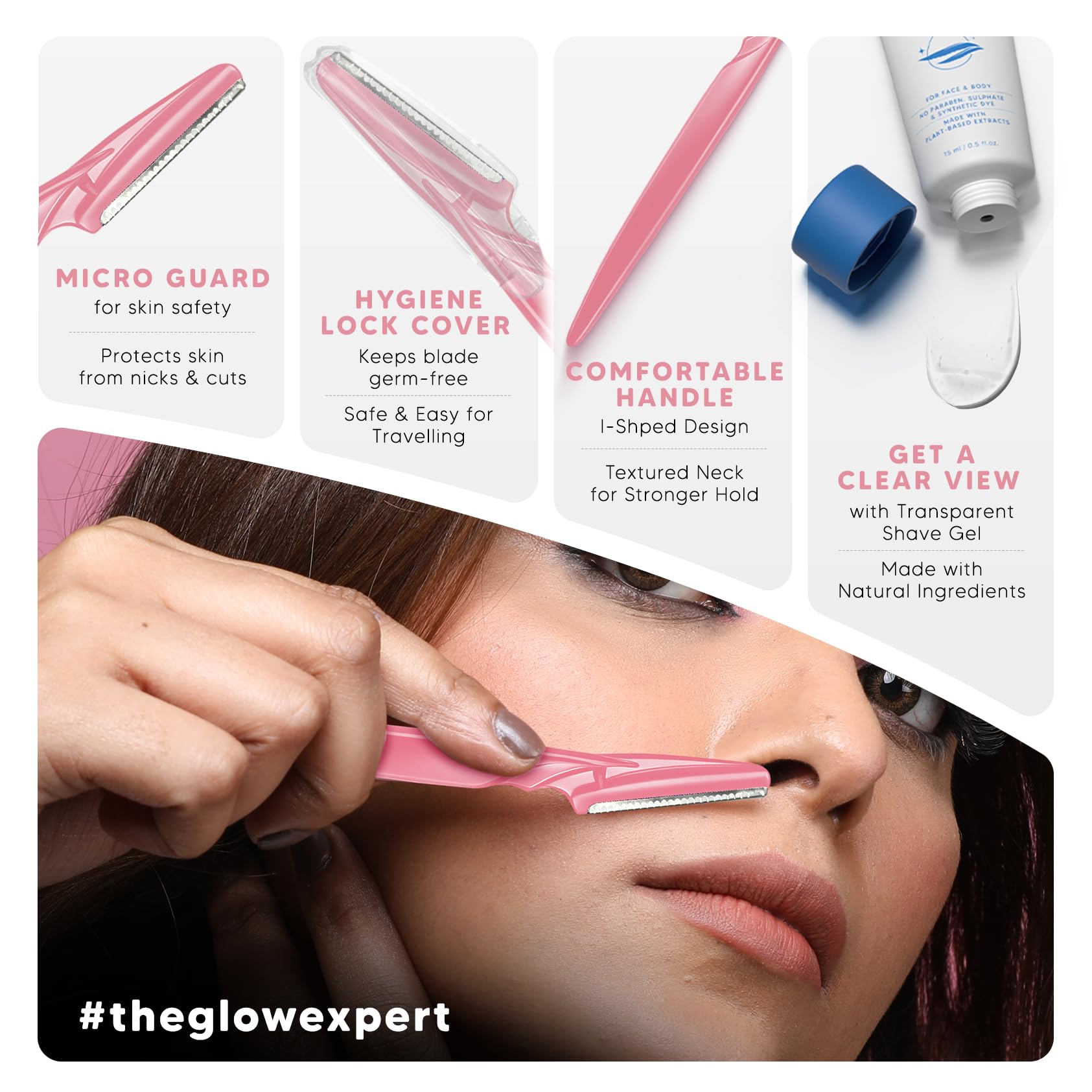LetsShave Evior Reusable Face Razor for Women Facial Hair- 3 Razors | Instant & Painless Hair Removal | For Eyebrows, Upper Lip, Forehead, Peach Fuzz, Chin and Sideburns | Dermaplaning Tool 1