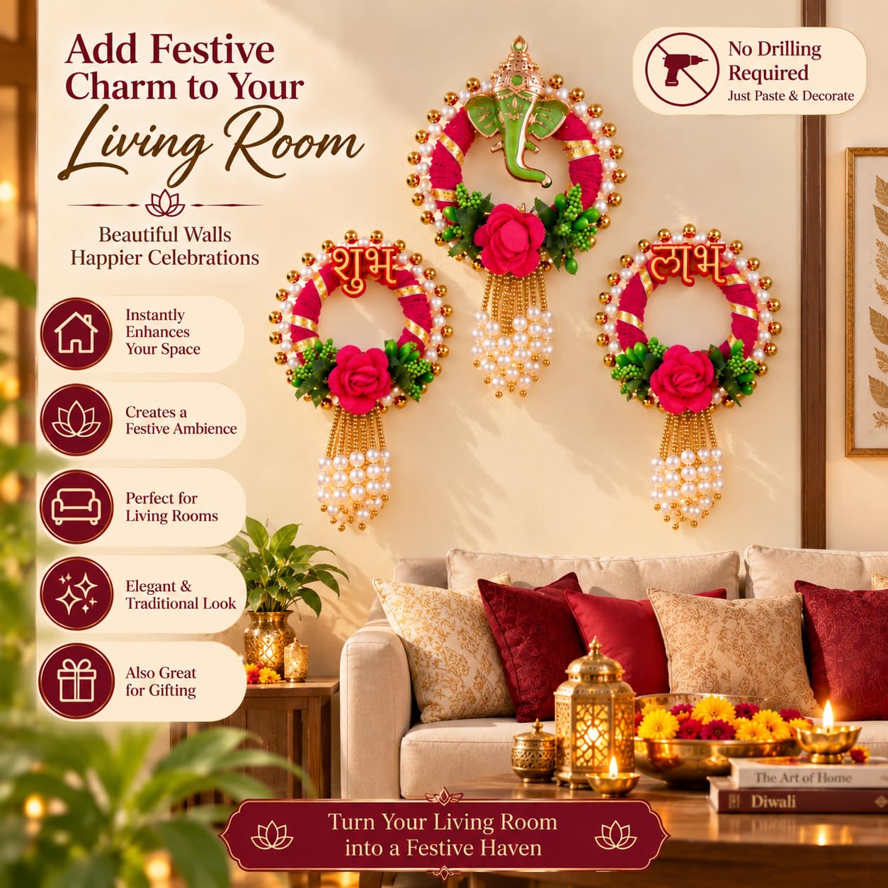 Diwali Ganesh Wall Hanging - Traditional Home Decor -3