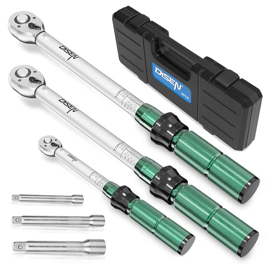 DISEN 6 PCS 1/4 3/8 1/2-inch Drive Click Torque Wrench Set
