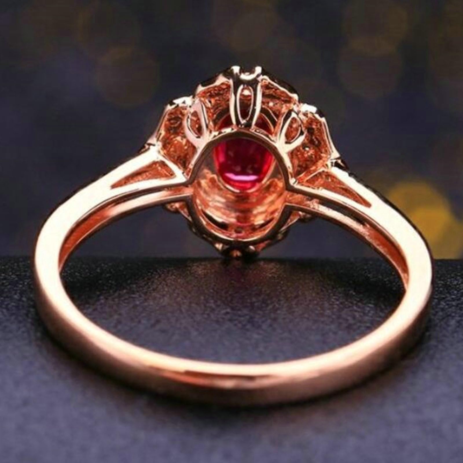 Pierścionki zaręczynowe damskie, różowe złoto 750 18 K, pierścionek ślubny, pierścionek zaręczynowy z owalnym 0,62 ct, laboratorium wykonane z rubinu i moissanitu, obrączki ślubne, pierścionki