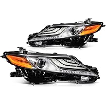 LED Headlight Assembly Compatible With 2018 2019 2020 for Toyota Camry XSE Black Housing Amber Driver and Passenger Side Pair Replacement 81150-06D70 81110-06D70Bulbs Are Included