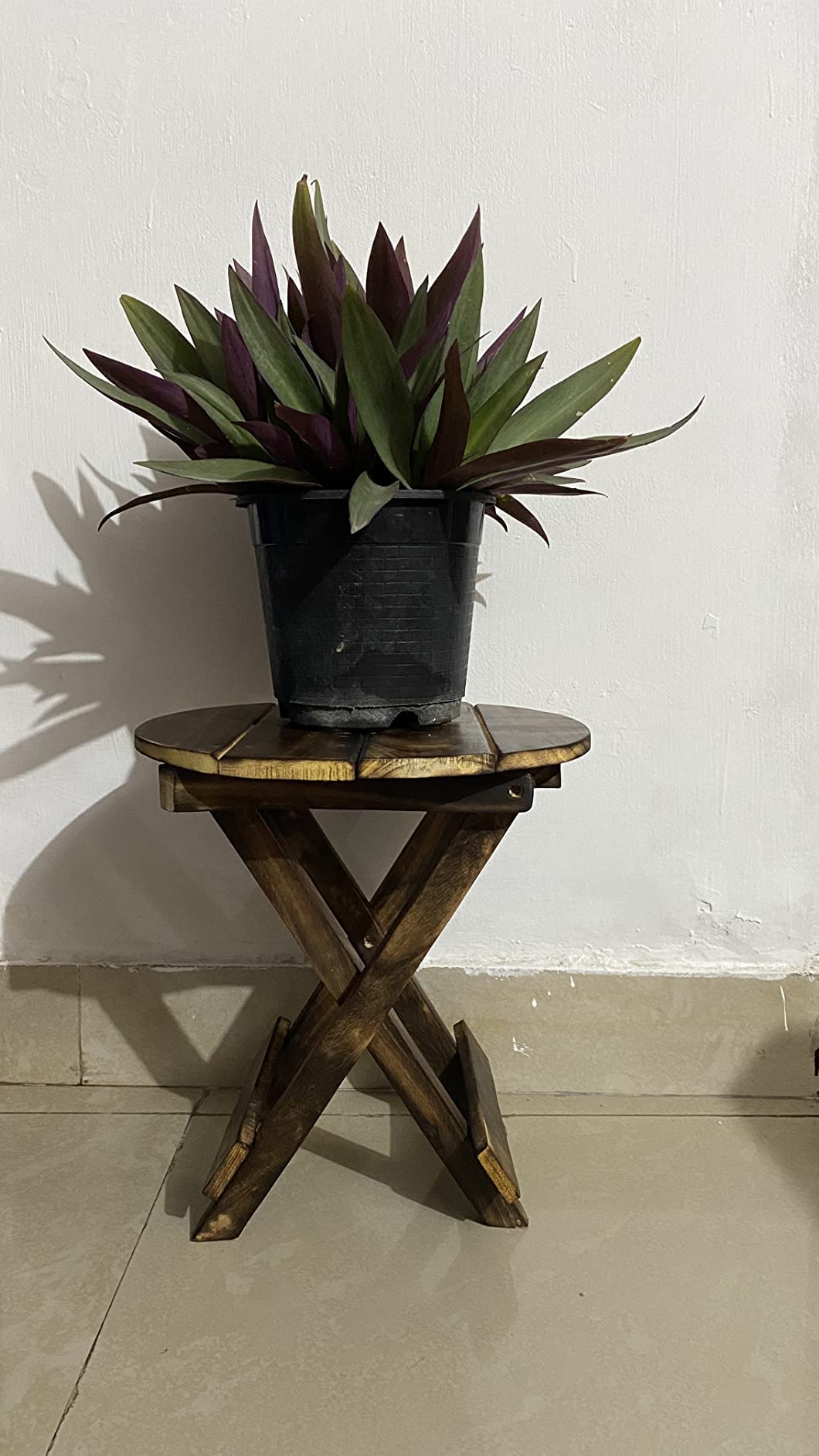 Wooden Hand-Crafted Folding Side Stool for Living Room and Office | Small Side Table for lamp, Books, Flower Pot or vase,