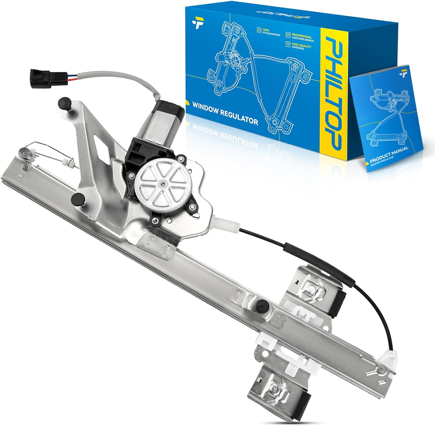 PHILTOP Front Left Driver Side Power Window Regulator and Motor Assembly Compatible with 2000-2005 Buick Lesabre Replaces 741-762