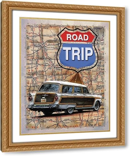 ArtDirect Road Trip 19x24 Gold Ornate Wood Framed with Double Matting Museum Art Print by Wargo, Ed