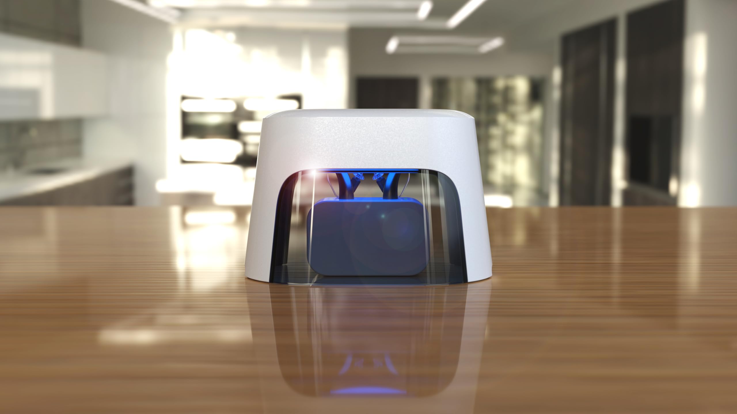 flow-med dry-cap UV 4 - Deumidificatore Apparecchi Acustici - Ricarica, Disinfezione e Asciugatura Simultanee - Per ogni Apparecchio Acustico - 4 LED UV-C - Ventola e Calore - Sensore SMART