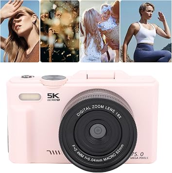 5K Digital Camera, 75MP Camera for Photos with 18x Optical Zoom and Autofocus, WiFi Camcorder for YouTube, 3 180° Flip HD Screen, Built in Flash