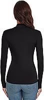 Vista 5 de Camisetas de manga larga con cuello alto falso para mujer, ajustadas, básicas, para mujer