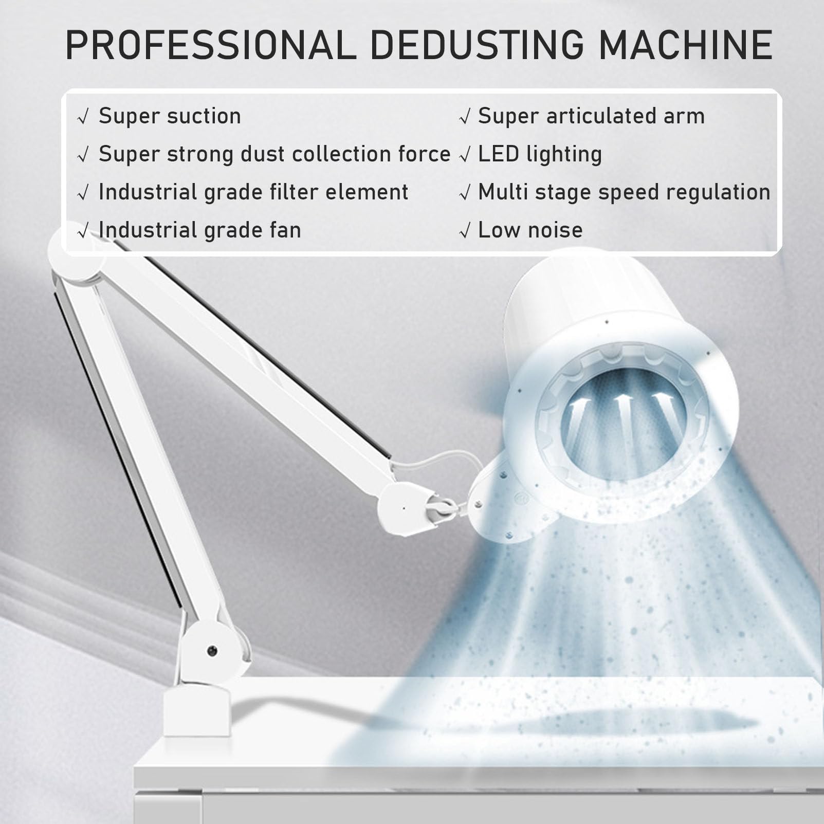 Collecteur de Poussière à Ongles pour Ongles, 80 W Puissant sous Vide, Extracteur de Poussière pour Salon de