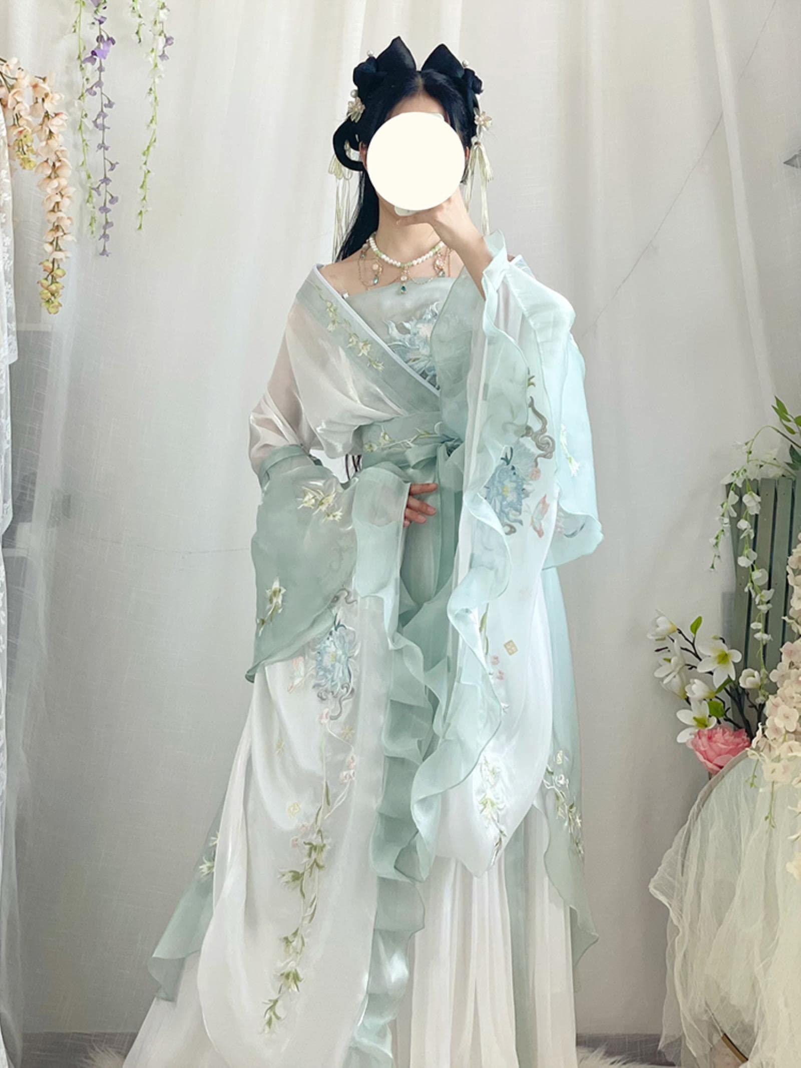 Chińska sukienka Hanfu dla kobiet starożytne tradycyjne haftowane zestawy Hanfu karnawał wróżka kostium cosplay zielona sukienka do tańca Hanfu