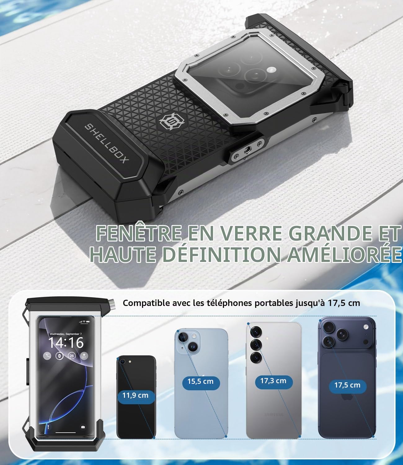 Étui de protection étanche IP68 pour écran tactile sous-marin - Coque de plongée professionnelle pour iPhone, Samsung, Redmi, Xiaomi - Pour la plongée, la plongée avec tuba, les photos et les vidéos