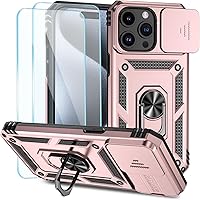 Vista 17 de SunStory Funda compatible con iPhone 15 Pro Max con protector de pantalla HD, cubierta de cámara deslizante y soporte de anillo giratorio