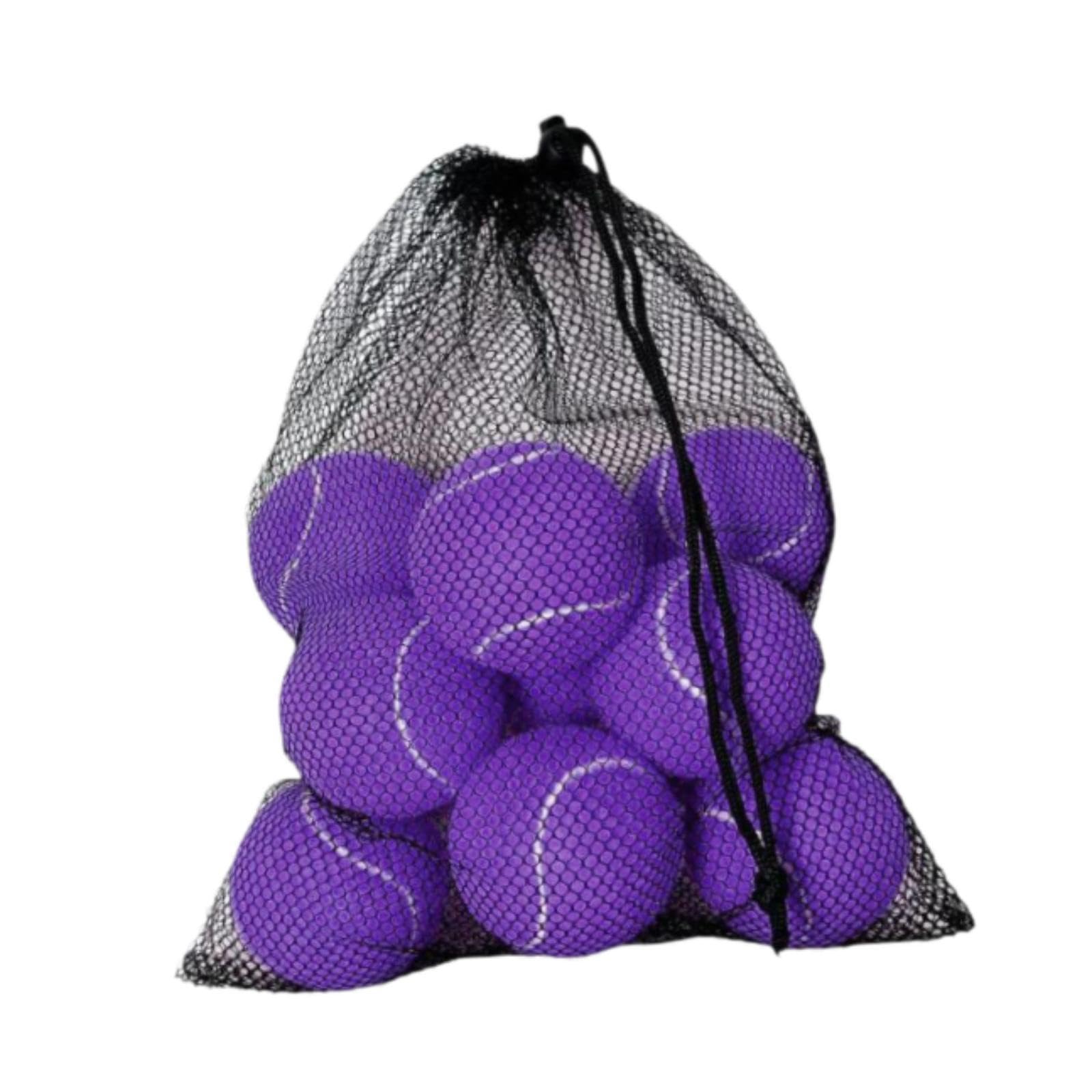 12 Stück Tennisbälle Spielbälle Übungsbälle Elastisch Widerstandsfähig aus Gummi Filz mit Beutel für Kinder Erwachsene Sportliches Training