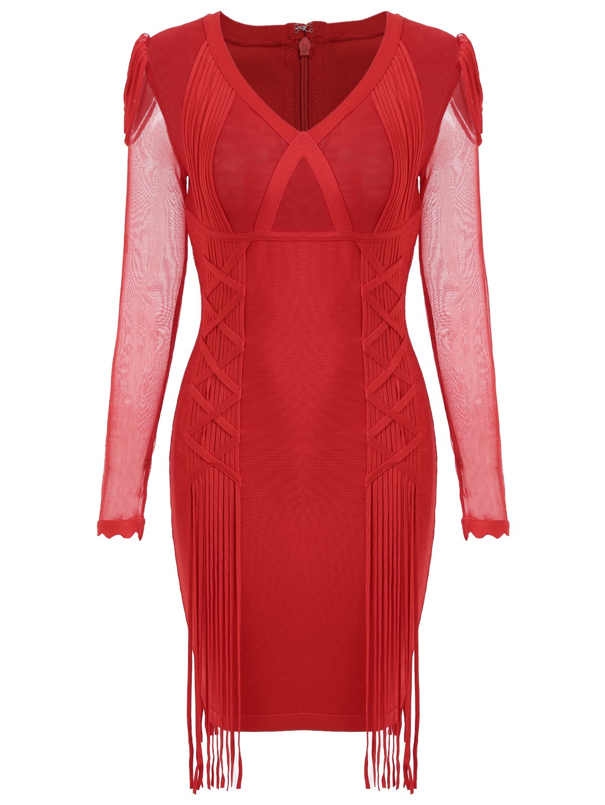 Vestido Ajustado para Mujer Manga Larga Corto Coctel Fiesta Talla Extra Vestidos