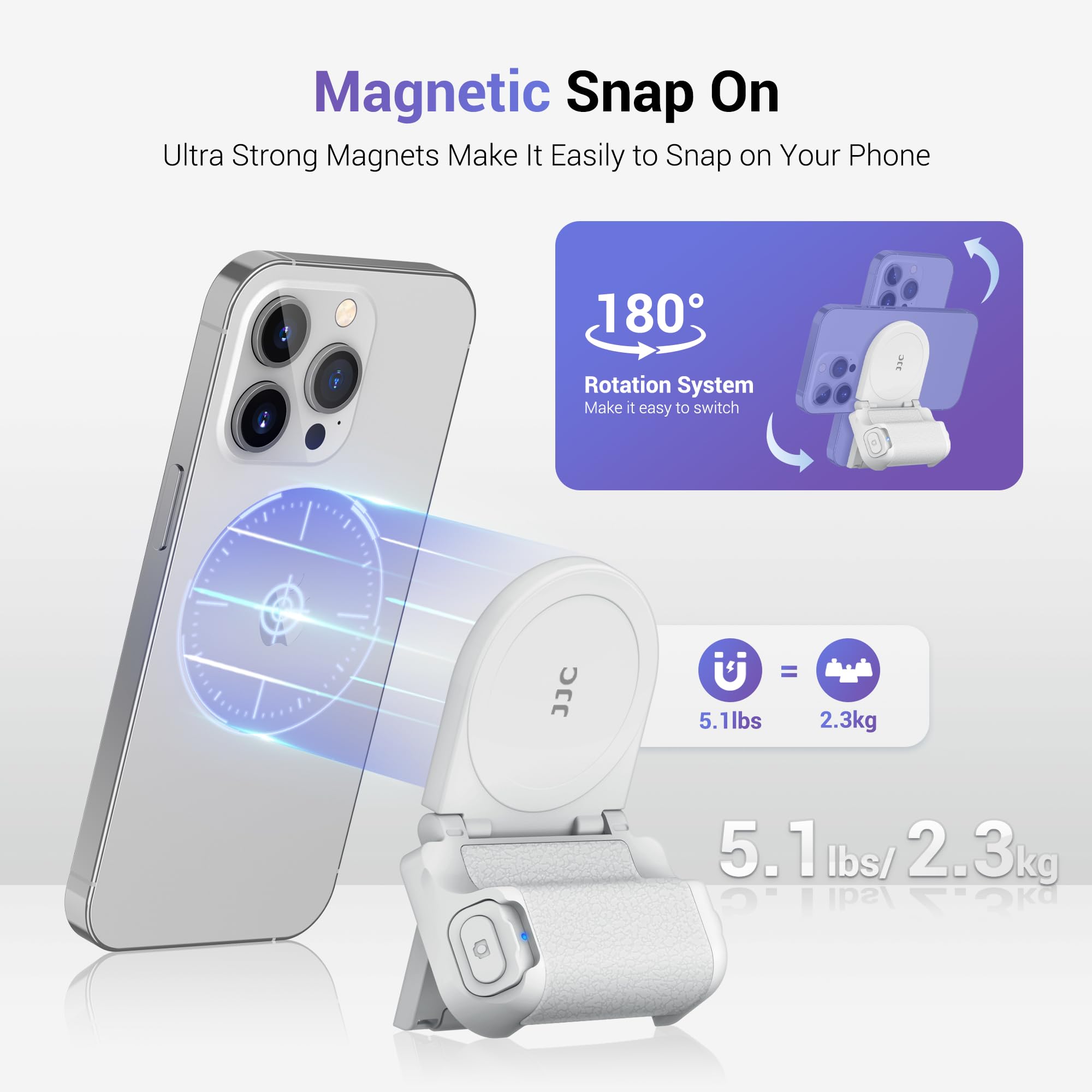 JJC Magnetische selfiestick statief, 101,6 cm uittrekbaar mobiele telefoon statief met Bluetooth afstandsbediening voor iPhone 17 16 15 14 13 12 (MagSafe-houder) en Samsung Huawei Google smartphones