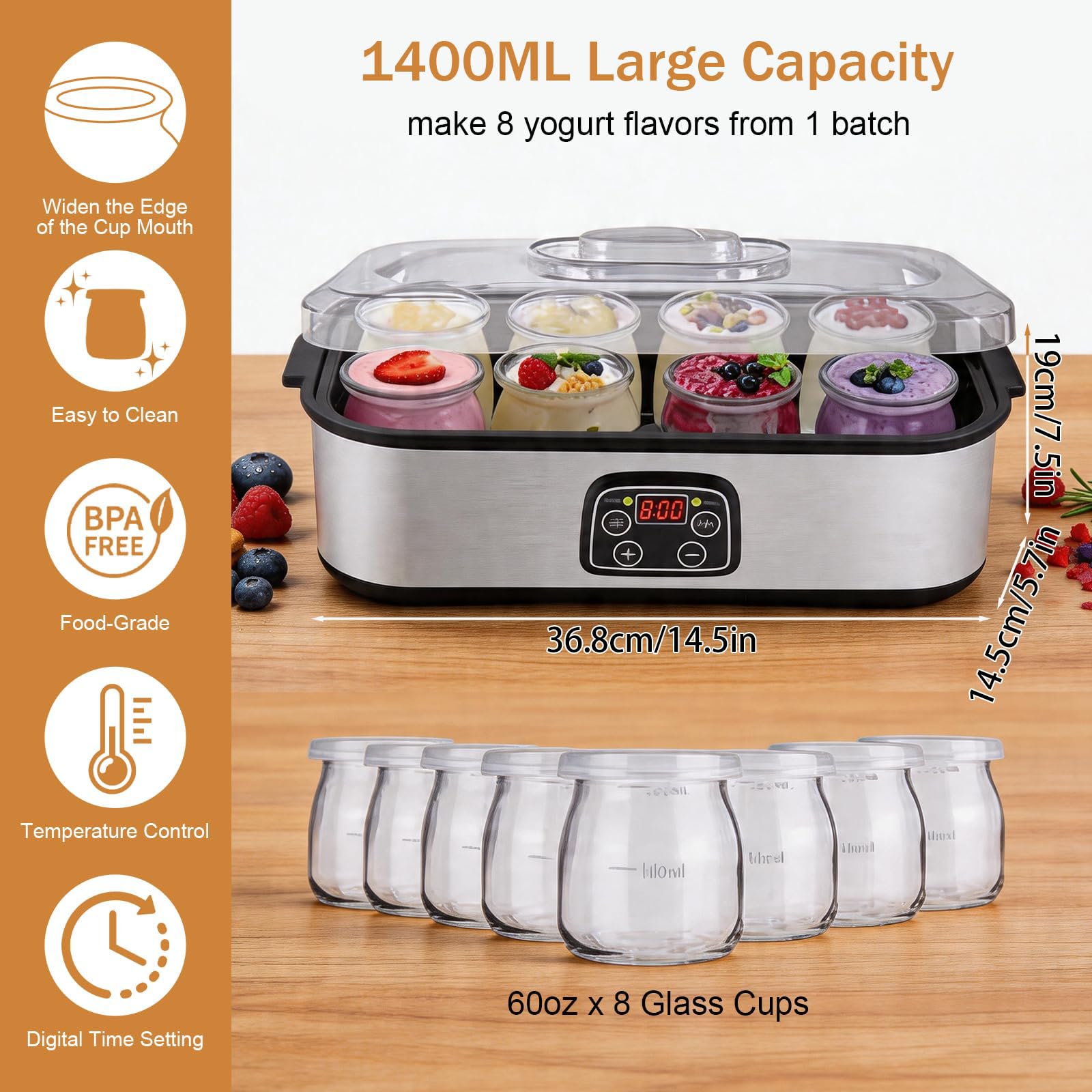 Yogurtiera per Yogurt Probiotico in Acciaio Inox