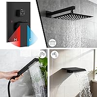 Vista 4 de Midanya Sistema de Ducha con Caño de Bañera, Juego de Grifería de Ducha para Bañera con Cabezal de Lluvia Cuadrado y Rociador de Mano Montaje