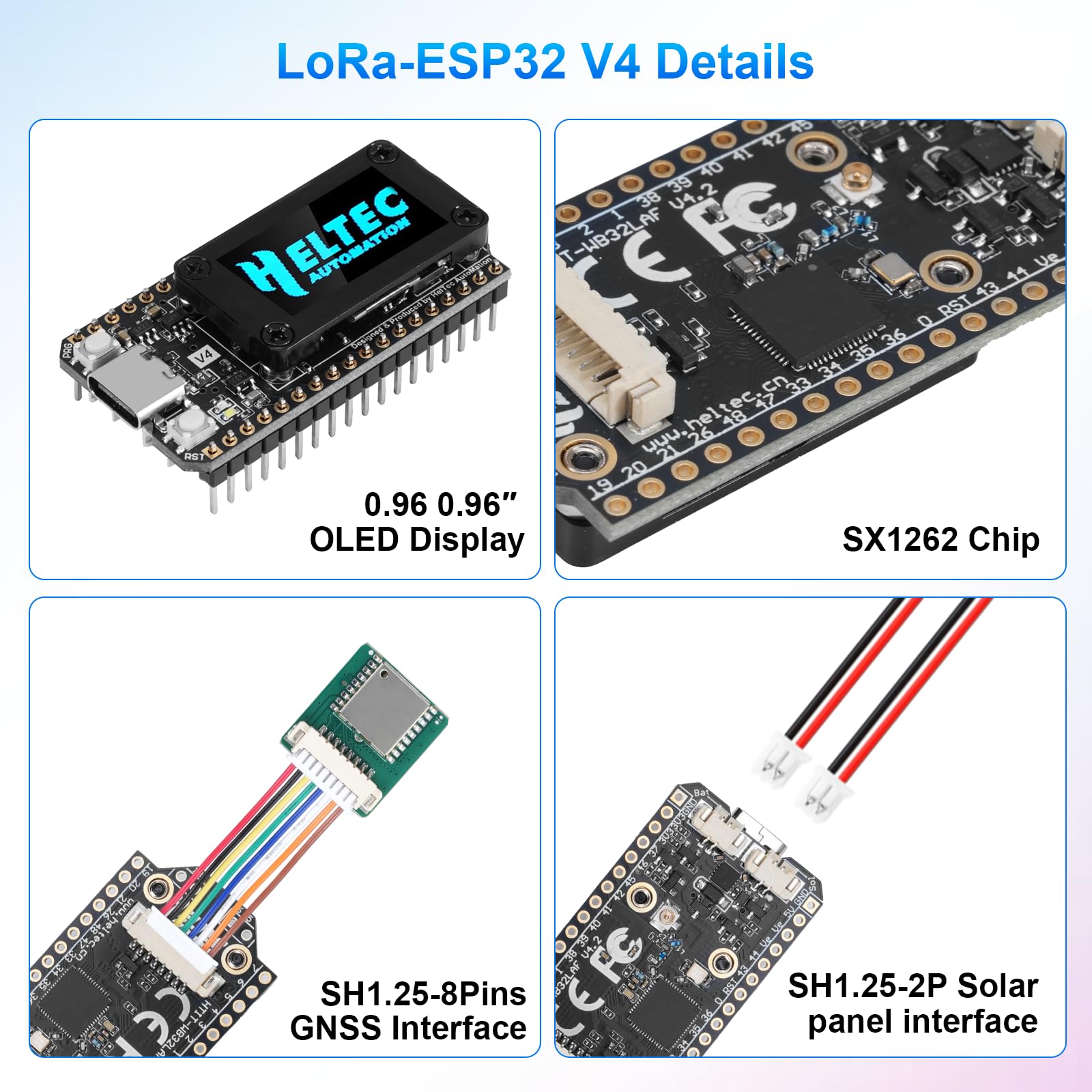 RUIZHI LoRa ESP32 V4 WiFi Bluetooth Module avec Meshtastic LoRa ESP32 avec GPS / 868 MHz Antenne et 3000 mAh Akku 0.96″ OLED Display 1262 Chip ESP32-S3R2 MCU 16M Flash Compatible avec Arduino Meshtast