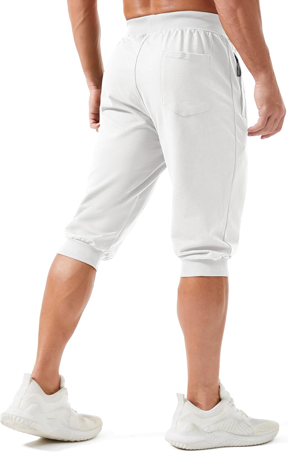 MAGCOMSEN Men's 3/4 Capri Joggers Running Athletic Gym Workout Long Shorts Cotton Below Knee Pants with Zipper Pockets - Image 3