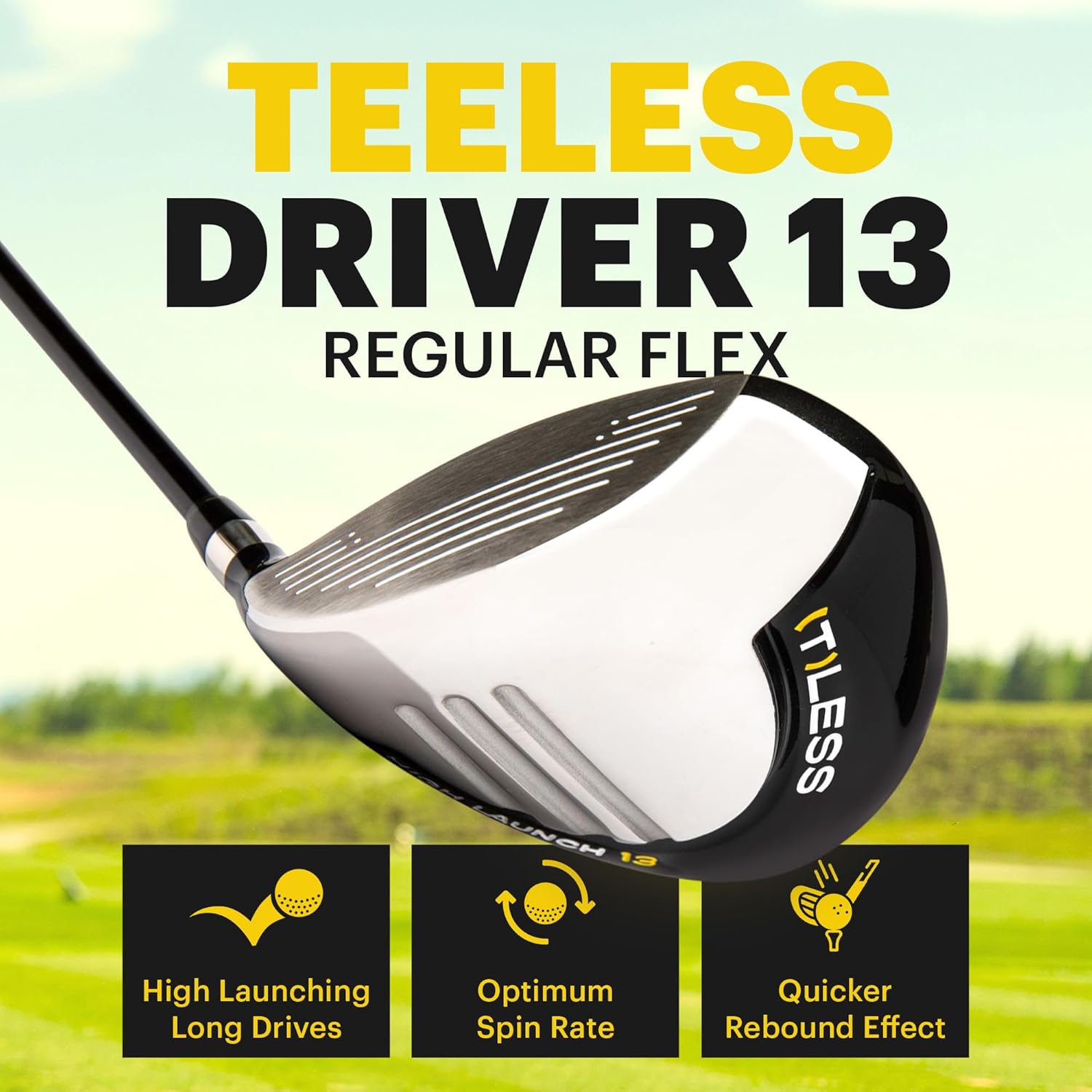 (T) Less Golf Driver Ladies Flex, Innovative Driver Golf Clubs for High Launching Long Drives, Golf Club w/Premium Graphite Shaft, Right-Handed Golf Drivers w/13 Degrees Loft