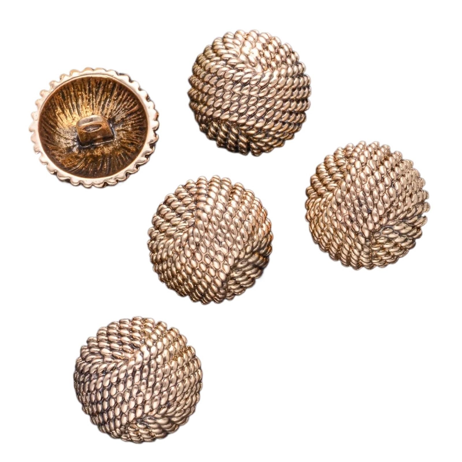 Botones 5/10 botones redondos de metal tejido for ropa, accesorios costura, camisas vaqueras hechas a mano, abrigos, decoración, manualidades y bordado para bricolaje(1.9cm,5pcs Gold)