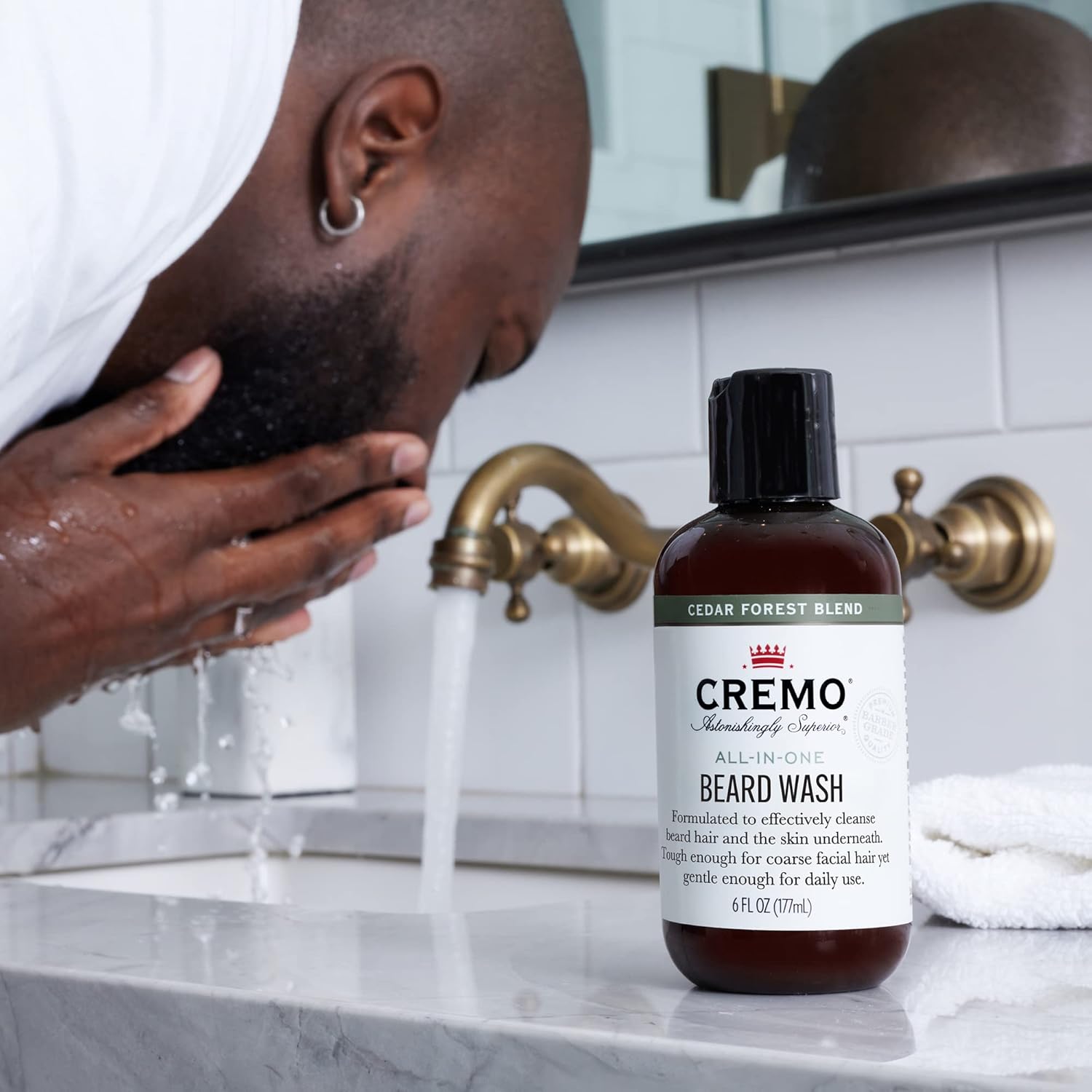 Cremo Cedar Forest All-In-One Beard and Face Wash, Specifically Designed To Clean Coarse Facial Hair, 6 Fluid Oz - Image 6