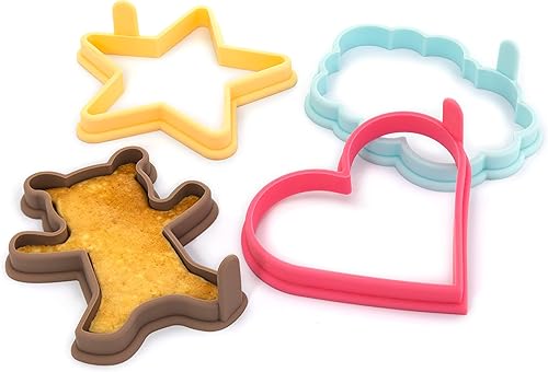 Miniatura 2 de STIRLEX Moldes de silicona para panqueques para corazón, estrella, oso de peluche, panqueques en forma de nube, juego de 4, moldeador de panqueques