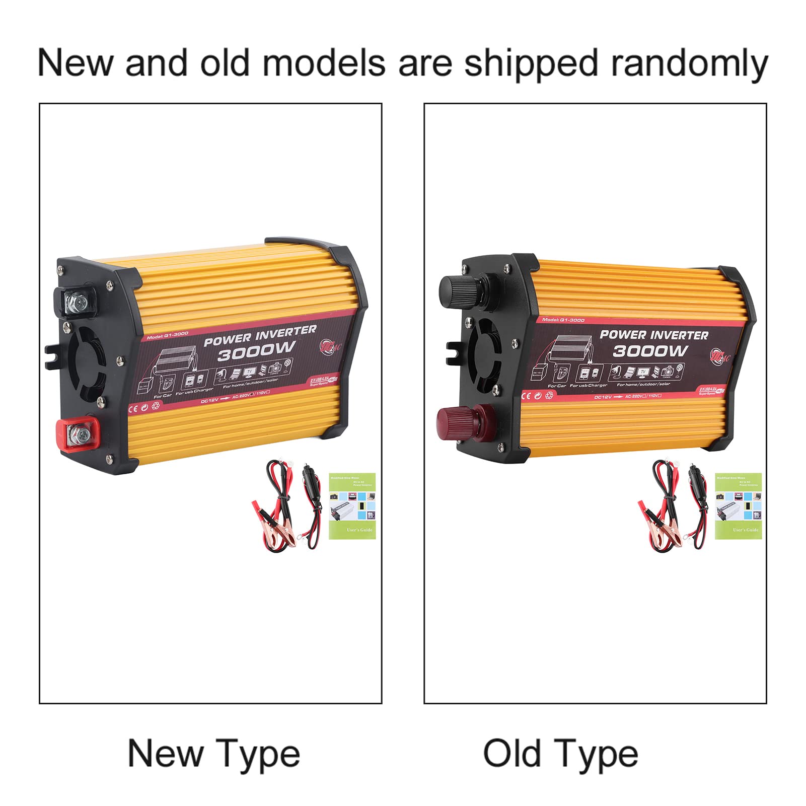 Inversor de Coche Qiilu, inversor de Coche USB Dual Convertidor de Potencia automático Adaptador de Onda sinusoidal modificada de 300 W (12 V a 220 V)