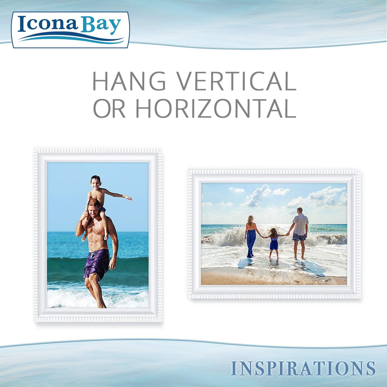 Icona Bay 5x7 Picture Frames (White, 12 Pack), Beautifully Detailed Molding, Contemporary Picture Frame Set, Wall Mount or Table Top, Inspirations Collection