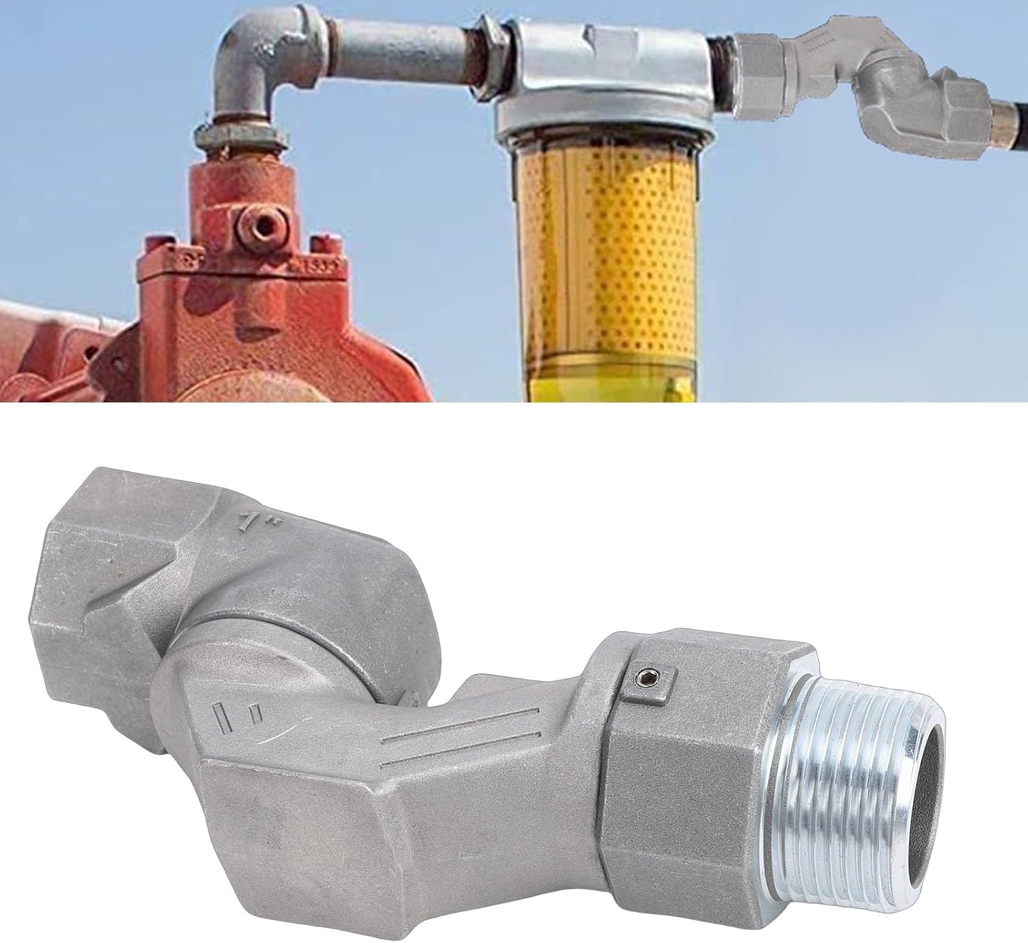 Fafeicy 360 Degree Fuel Hose Connector, 1in NPT Swivel Universal Joint for Fuel System Fittings, Zinc Alloy Rotating Adapter for Gas Station