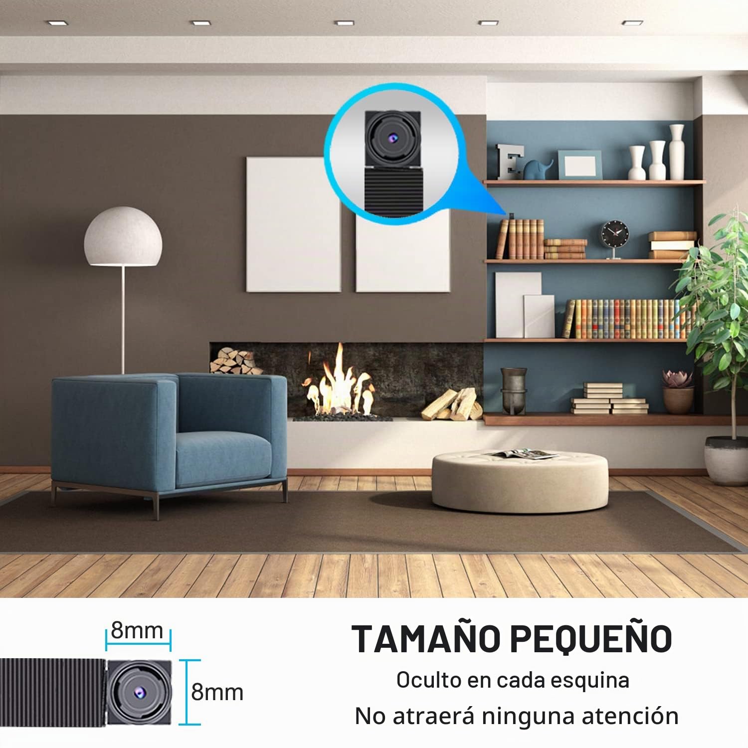 Cámara Espía 1080P Mini Cámara Espía oculta micro Cámara de Vigilancia Compacta con Detección de Movimiento Cámara con tarjeta SD de 16 GB/Batería externa de larga Duración/Grabación de audio y Vídeo