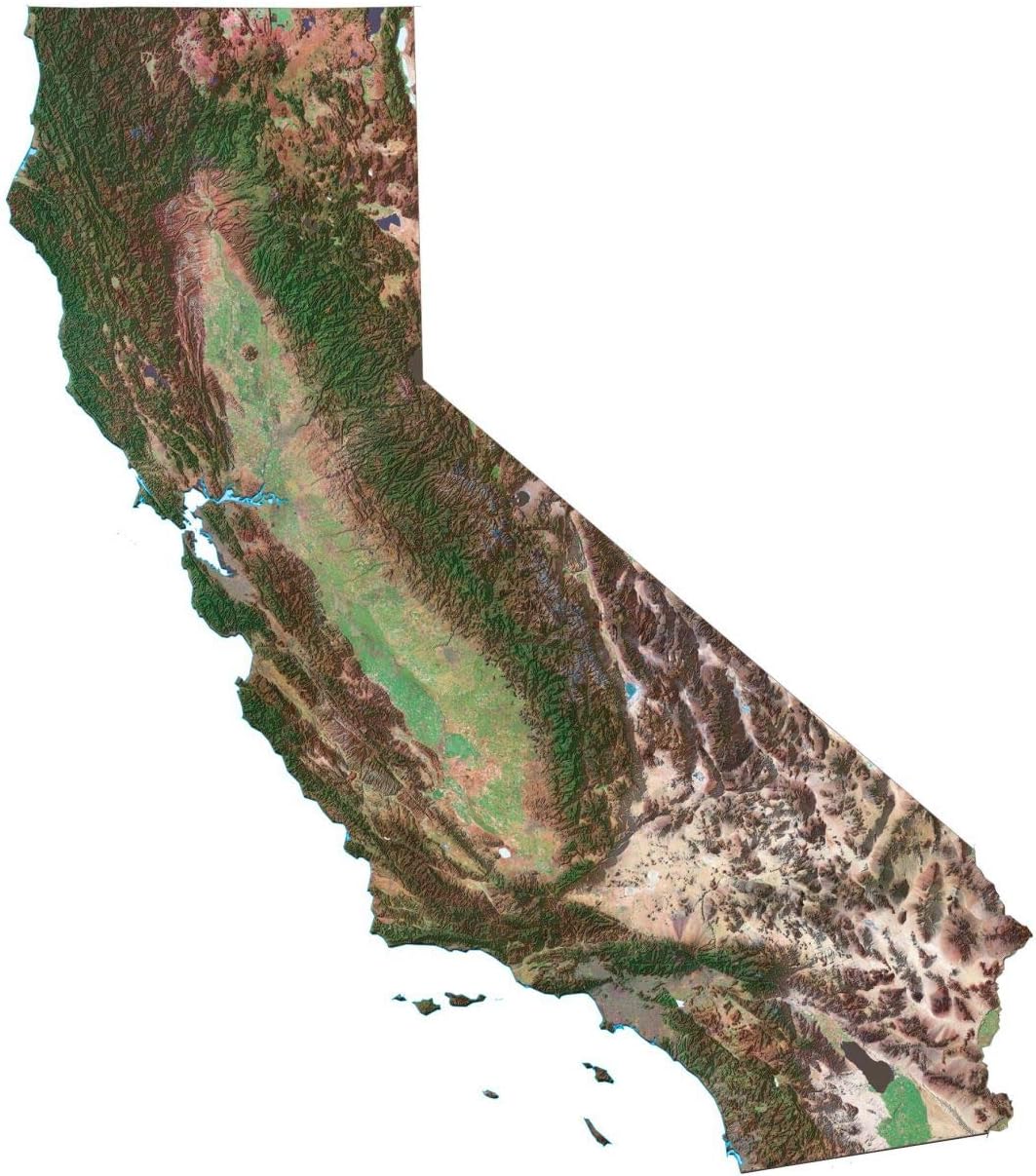Amazon.com: Home Comforts California Satellite Map - Large MAP Vivid ...