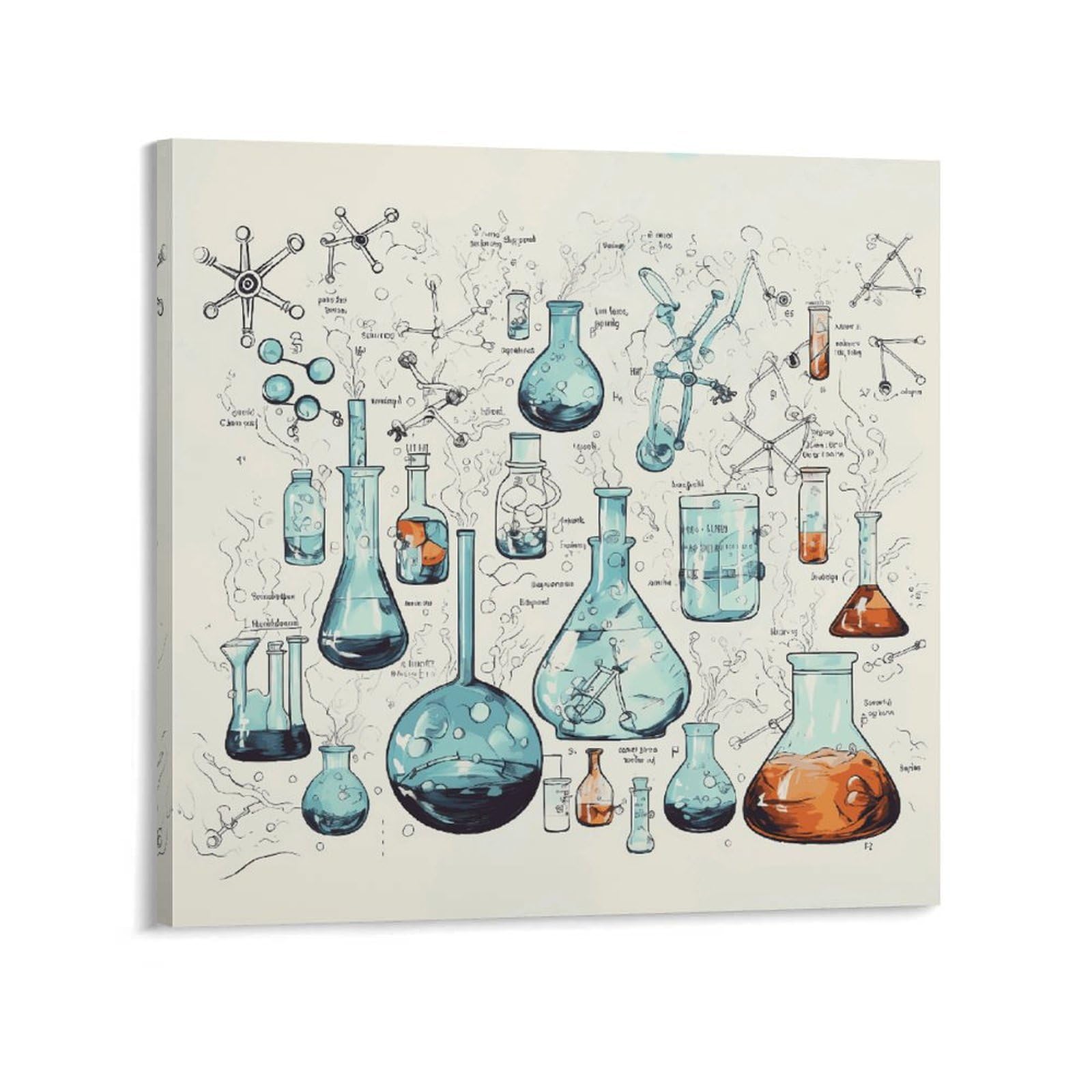 KLOPH Chemistry Print Canvas Wall Art for Living Room 08x8inch Modern Artwork Painting for Bathroom Hanging Canvas Prints Aesthetic Wallart for Bedroom Kitchen Office Wall Decor